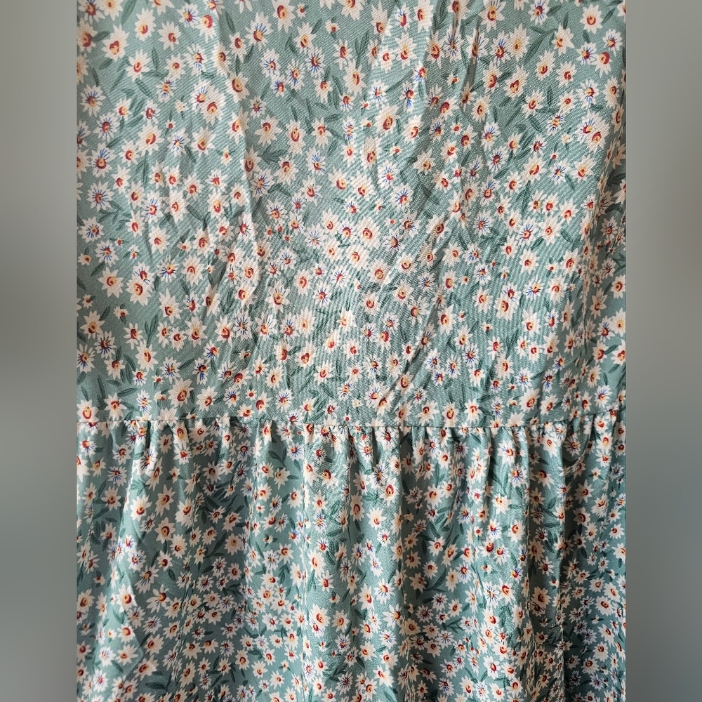 Floral Blue Ruffle Dress - Picture 3 of 5